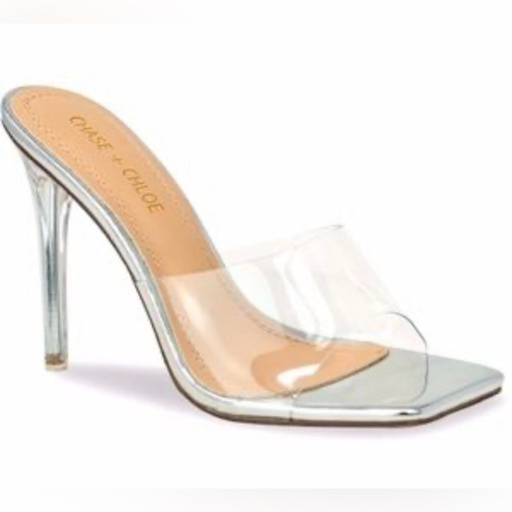 CHASE + CHLOE silver metallic heels